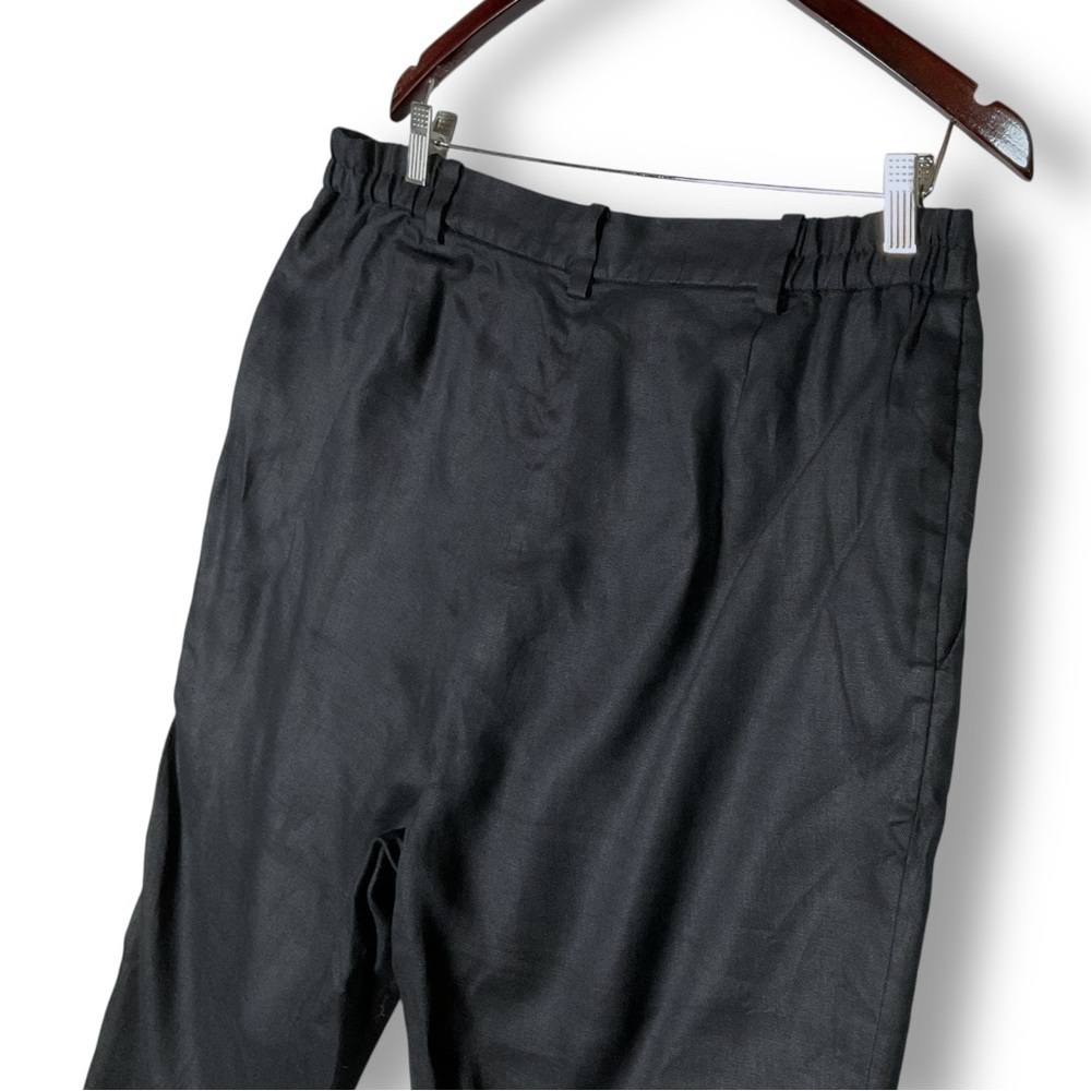 Lauren Ralph Lauren 100% Linen Crop Pants Sz 16 W Black Lined Coastal - Picture 8 of 9
